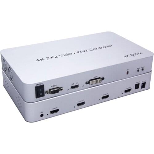 V2.0 4K HDMI-Compatible 2X2 Video Wall Controller 4K 60Hz Video Wall Processor DVI input support multy splicing modes