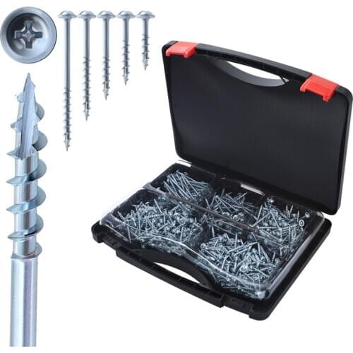 552pcs PH2 Screw Zinc Coated 25-63mm Pocket Hole Screws Washer Head Self Drilling Tapping Screw Kit for Wood Working