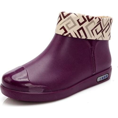 Swyivy Water Shoes Women Ankle Boots Rubber Shoes Waterproof 2020 New Winter Rain Boots for Rain Shoes with Sock Ankle Boots