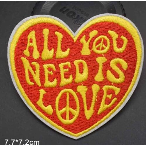 ALL YOU NEED IS LOVE Full Embroidered Peace And Love Iron On Yellow Round Patches Clothes Patches for Clothing