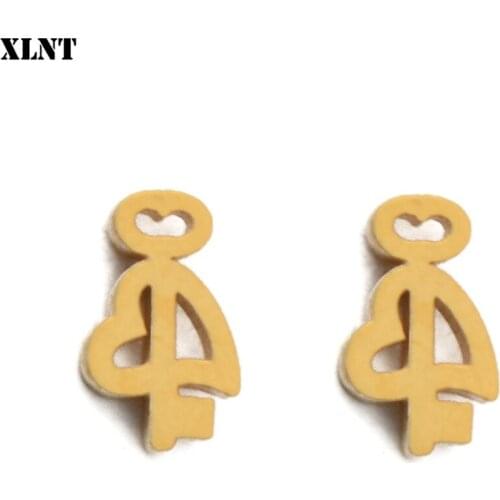 XLNT 019 New Korean Elegant Shiny Key open Heart Stud Earrings For Women Girls Cute Fashion Pendientes Jewelry Gifts