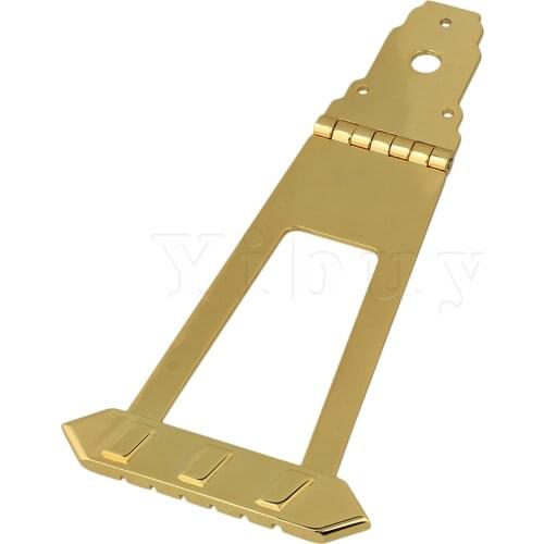 Yibuy Gold Brass 6 String Tailpiece Bridge for Guitar Replacement Parts