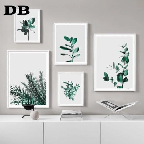 Green Plant Cactus Palm leaves Quotes Wall Art Canvas Painting Nordic Posters And Print Wall Pictures For Living Room Home Decor