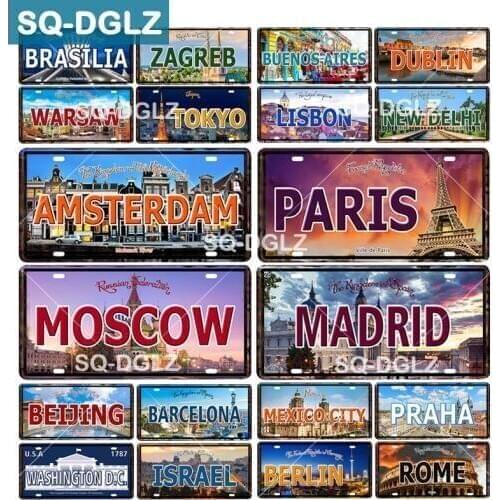 [SQ-DGLZ] City Capital License Plate Tin Sign Vintage Metal Sign Bar Wall Decoration Home Decor Painting Plaques Art Poster