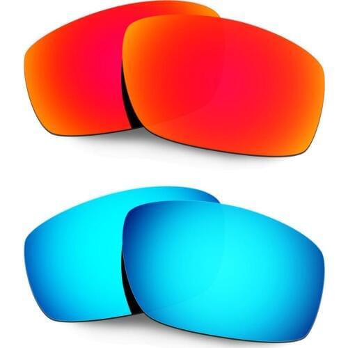 HKUCO For Splinter Sunglasses Replacement Polarized Lenses 2 Pairs - Red&Blue