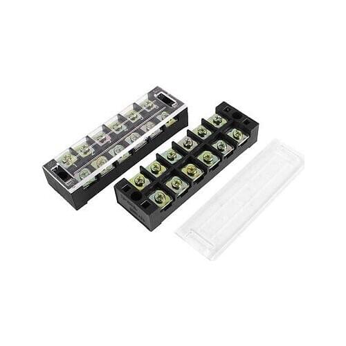 2PCS TB-4506L 600V 45A Dual Rows 6P Covered Barrier Screw Terminal Block