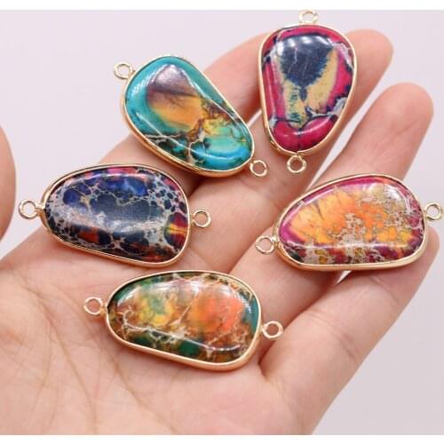 2021 Hot Sale Natural Stone Connector Emperor Stone Connector Golden-Edge For Jewelry Making DIY Necklace Bracelet Accessory