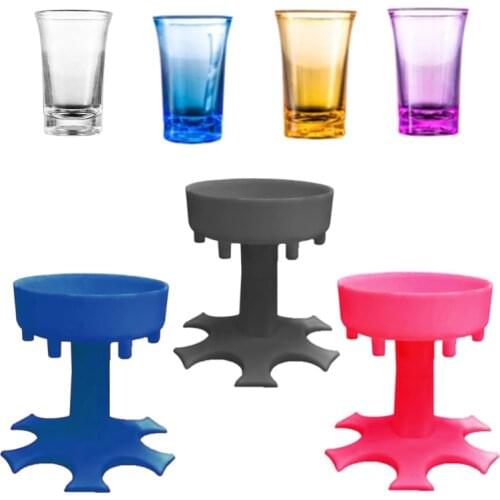 6 Shot Glass Pourers and Holder, Multiple 6 Shot Dispenser Pourers for Liquor Bourbon, Vodka, Cocktail Shots Dispenser B