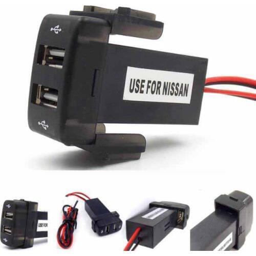 Car Charger Dual USB Socket USB Interface Port for Nissan Teana Sylphy for Tablet Phone GPS 20x30.5mm 23.5x35 mm