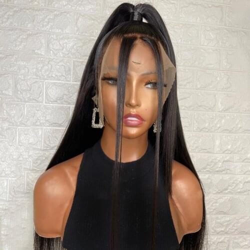 Glueless Lace Wig Synthetic Straight Hair Lace Front Wigs with Baby Hair Pre Plucked 150% Demsity Middle Part