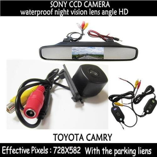 2.4 GHz Wireless HD CCD Chip Car Rear View Reverse Parking car CAMERA+ 4.3 inch parking rearview monitor for toyota camry 2008