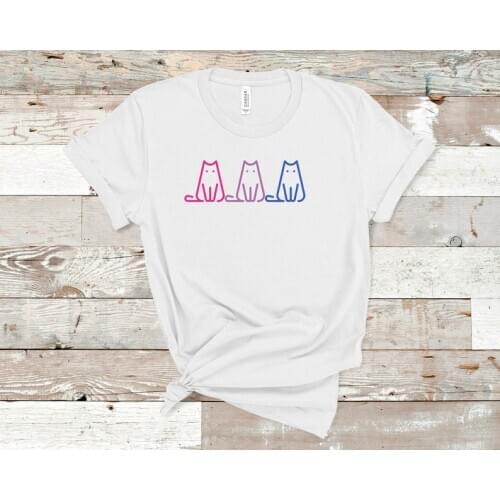 Bi Pride Mom Cat Mama Shirt Women Cotton Kawaii Fashion Shirt Plus Size O Neck graphic Mama T-shirt Short Sleeve Top Tees goth