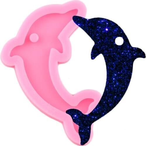 Shiny Dolphin Mold Keychains Silicone Molds DIY Pendant Epoxy Resin Craft Mould Jewelry Making Polymer Clay Mold Custom Keychain