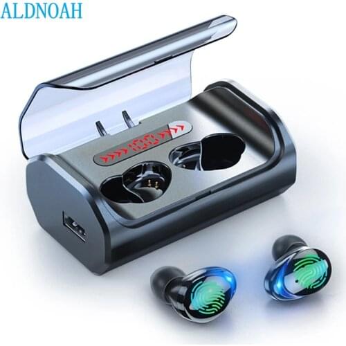 Bluetooth 5.0 Earphone Touch Control Wireless Headphons HD Stereo Waterproof Headset with 3000 mAh LED Display Charging Box