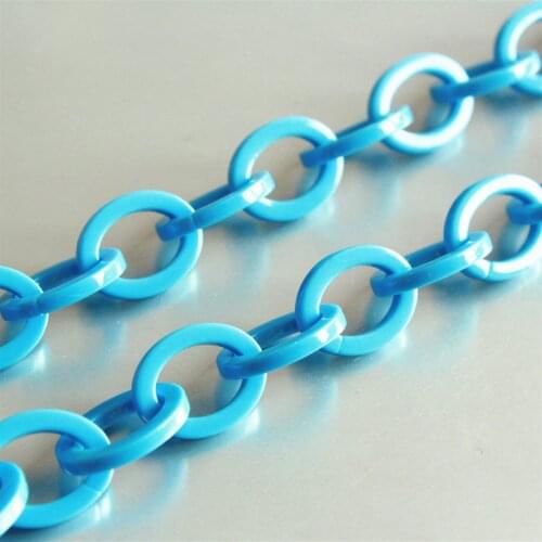 3feet Solid Blue Oval Necklace Chain,Acetate Acrylic Jewelry Chain, Top Quality Eyegalss Chain,Size 19mmx15mm
