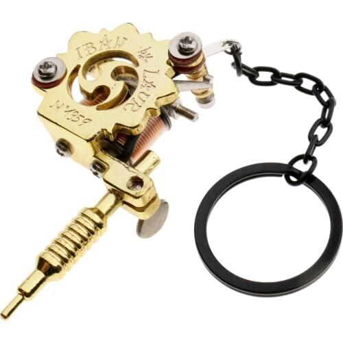 Zinc Alloy Premium Tattoo Mini Tattoo Machine Pendant Tattoo Necklaces Tattooing Supply with Key Ring Key Chain