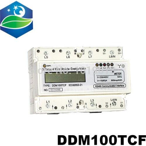 DDM100TCF 15(60)A 110V 60HZ Three phase Din rail KWH Watt hour monitor meter LCD with Multi-tarffi