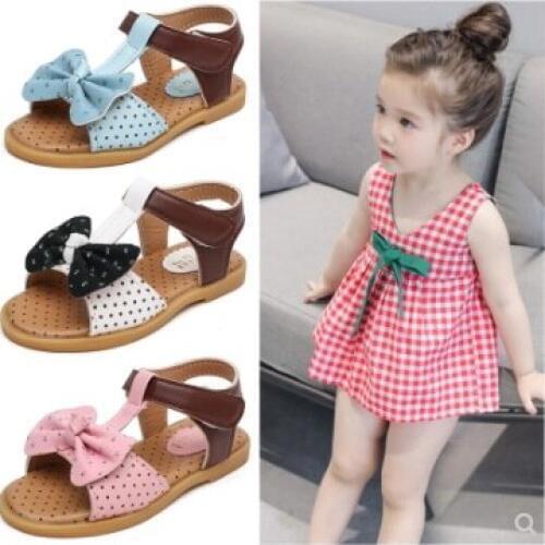 NEW Summer New Girl Wave Bow Princess shoes Girls Color matching Sandals Baby Childrens sandals