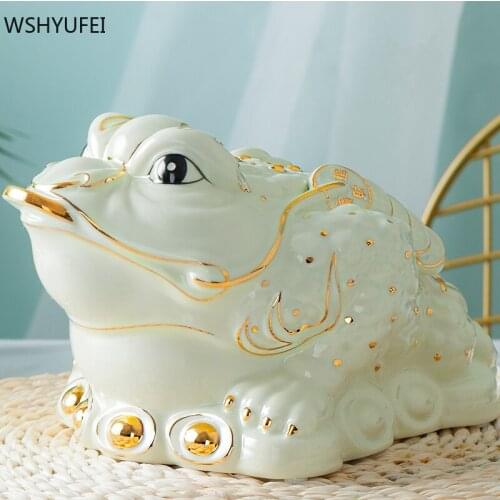 Home Ceramics Toad Model Sculpture Ornament Living Room Wine Cabinet Feng Shui Decoration Office Desktop Lucky Decor Accessories