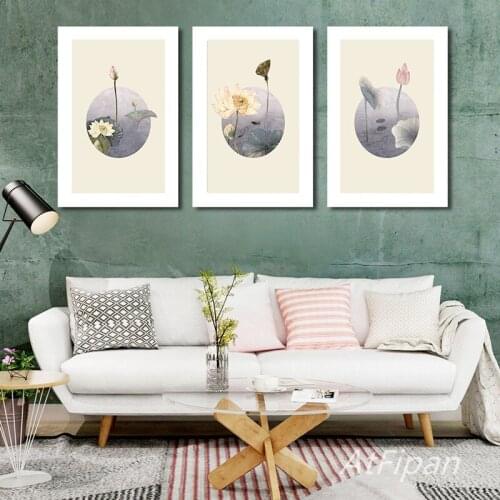 Chinese Style Artistic Concept Fresh And Elegant Lotus Canvas Poster Decorative Painting For Living Room Study Home Decor