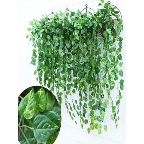 10Pcs Green Artificial Fake Hanging Vine Plant Leaves Foliage Flower Garland Home Garden Wall Hanging Decoration IVY Vine Supply