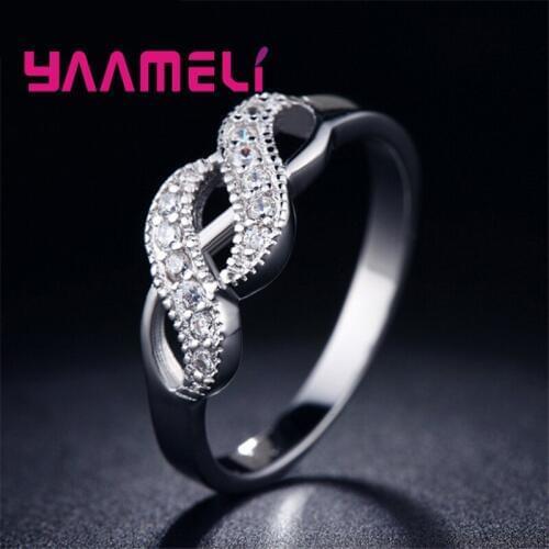 Classical New Arrival Minimalist Twist Setting Cubic Zirconia 925 Sterling Silver Ring For Charming Woman Girls Festival Gift