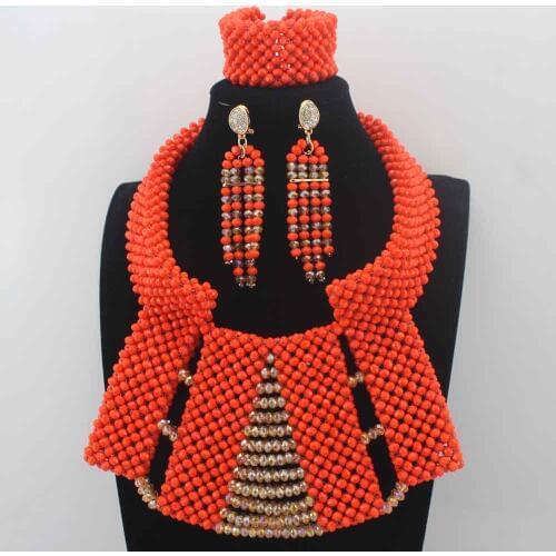 African Beads Jewelry Set Crystal Beads Necklace Set Nigerian Wedding African Jewelry Set Crystal Jewelry Set W13958