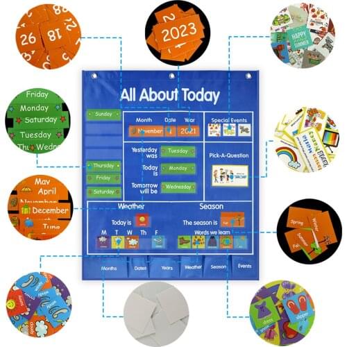 Creative Kids Calendar Hanging Bag Educational Toy Date Season Kindergarten