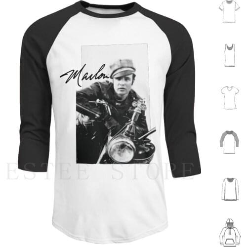 Marlon Brando , Motorcycle Hoodie Long Sleeve Actor Marlon Brando Brando Godfather Al Pacino The Wild One 650 Motorcycle