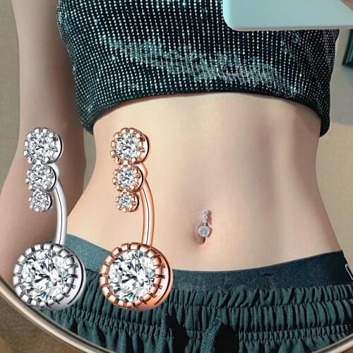 Trendy Zircon Piercing Belly Button Rings For Women Girls Navel Ring Bar Drop Dangle Body Belly Navel Fashion Body Jewelry