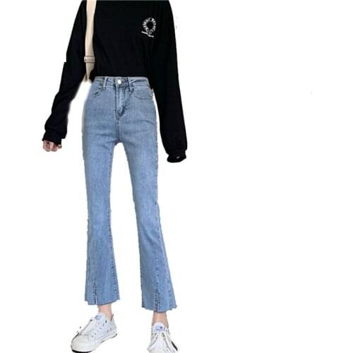 Fashion Casual Jeans Womens Aummer 2021 All-Match High Waiststraight Flared Pants Harajuku Straight Pants
