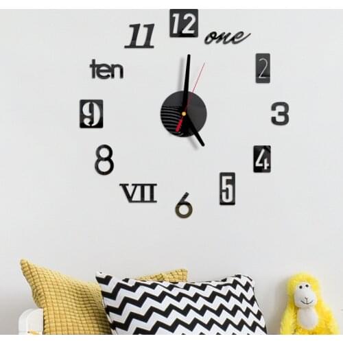 DIY Wall Clock 3D Mirror Clock Creative Acrylic Wall Stickers Living Room Quartz Needle Europe Watch horloge Modern Home Decor
