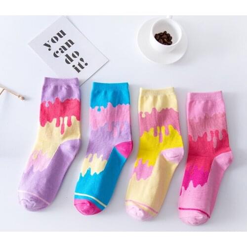 Dunk Gradient Cream Socks Aj1 Men and Women Summer Trend Breathable Thin Sports Harajuku Cotton Printing Fashion Sneakers Socks