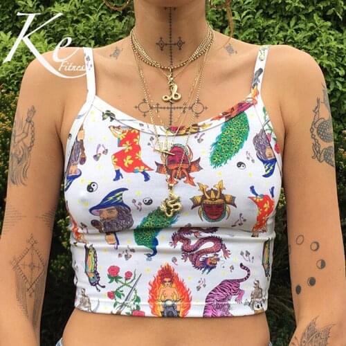 KE European and American foreign trade new products 2021 spring and summer new womens cartoon printed sling slim vest