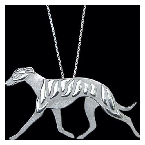 Wholesale cartoon Boho Chic Alloy Whippet movement necklace Greyhound dog pendant jewelry golden colors plated 12pcs/lot