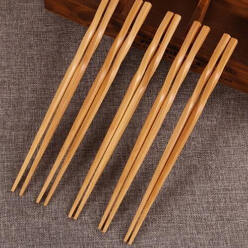 Fashion Handmade Natural Bamboo Wood Chopsticks Healthy Chinese Carbonization Chop Sticks Reusable Food Stick Gift Tableware