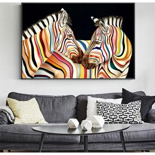 Modern Zebra Animal Color Graffiti Large Size Poster Mural Family Bedroom Childrens Room Wall Decoration Canvas Art (no Frame)
