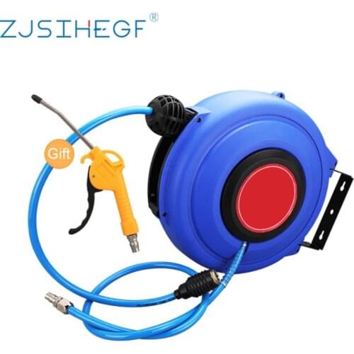 Pneumatic Hose Pu 8*5/10*6.5/12/8 Car Wind Pipe Reel Yarn Clamping Tube 9/10/12/15/20M Automatic Telescopic Drum