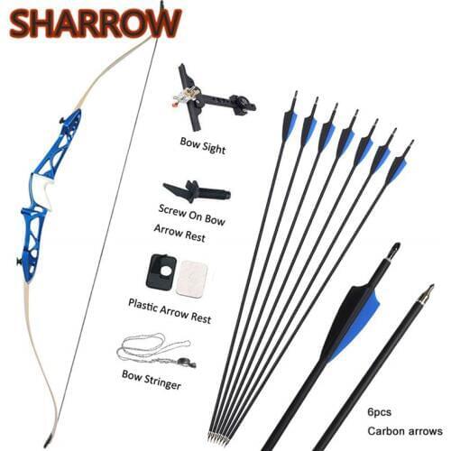70" Archery Recurve Bow Takedown 14lbs-40lbs Hunting Recurve Bows Carbon Arrows Set For Shooting Competition Game Accessories