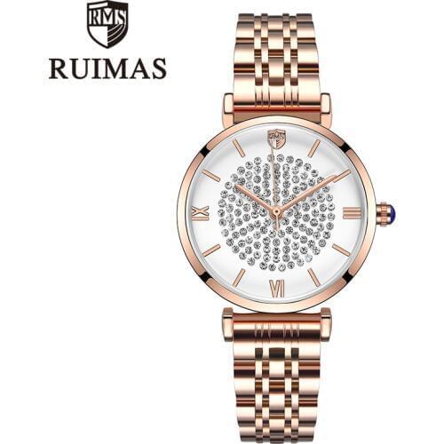Ruimas Luxury Fashion Women Watches Lady Watch Stainless Steel Dress Women Watch Quartz Wrist Watches Gift Present Dropshipping