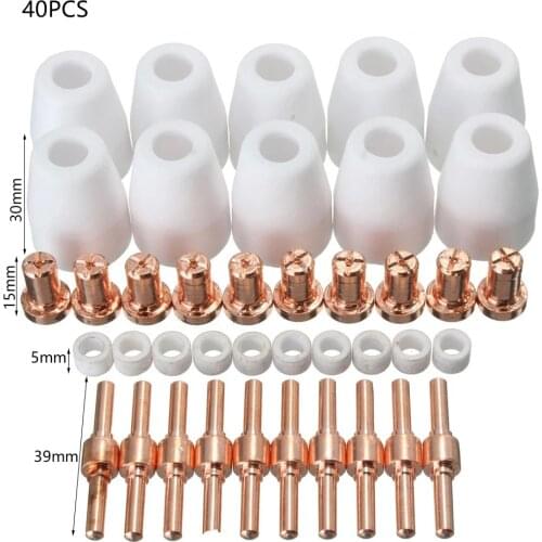 40 PCS/Set Air Plasma Cutting Consumables Cutter Nozzles Tip Torch Welding Electrode Nozzle For PT-31 PT 80 LG-40 Torch