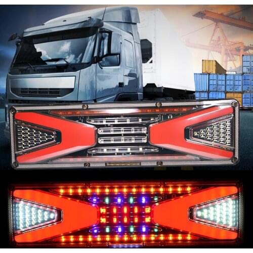 24V Truck LED Rear Tail Light Trailer Warning Lights 46cm Flowing Signal Light Waterproof Lorry Stop Brake Reverse Taillights