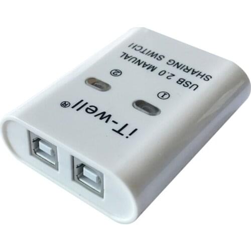 USB 2.0 Manual Sharing Switch Printer Sharing Device Hub 2 in 1 Out Splitter