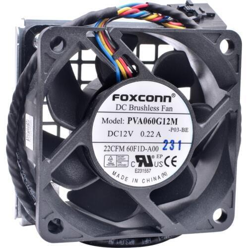 T7600 T7610 60F1D 31P1V 1B23M9H00 PVA060G12M 6cm 60mm fan 60x60x25mm DC12V 0.22A 4-line quiet cooling fan for server chassis