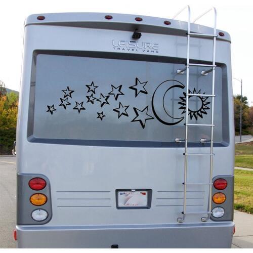 Sun Moon Star (one for each side) Graphic Car Stickers Camper Van RV Trailer Truck Motor Home Vinyl Graphics Kit Decals Decor