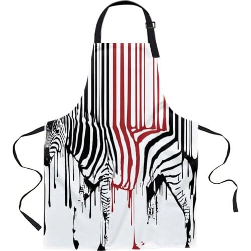 Funny Animal Zebra Paint Black White Kitchen Nail Shop Apron for Women Men Kids Aprons Dinner Party Cooking Baking Accessories