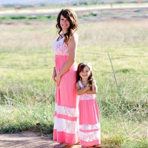 Family accessories clothing daughter dress ankle length long dress mom and my clothes striped summer