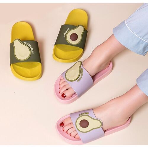 Women Slippers Summer Slide Sandals Beach Slides Cute Fruits Avocado Flip Flops Non-slip Soft Sole Women Men Home Casual Shoes