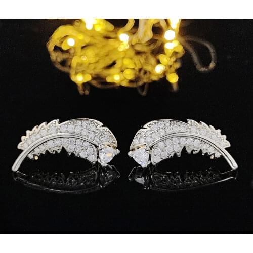 2021 New Fashion Feather 925 Sterling Silver Earrings for Women Party Gift Jewelry Wholesale E6411