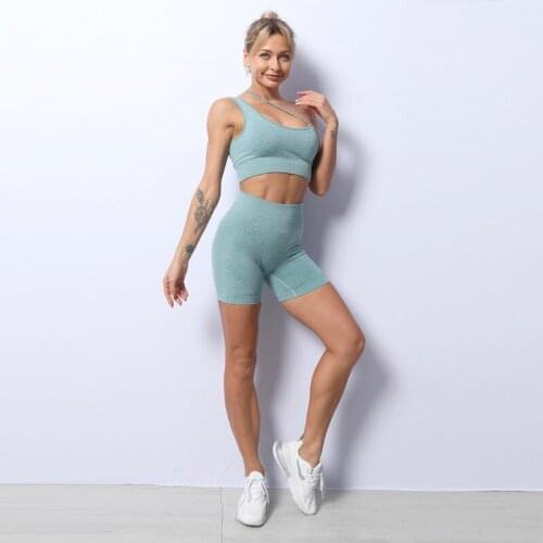Women Seamless 2 Piece Yoga Set Gym Clothing Bra+shorts High Waist Legging Workout Gym Sports Set Women Yoga Bra Sports Suits